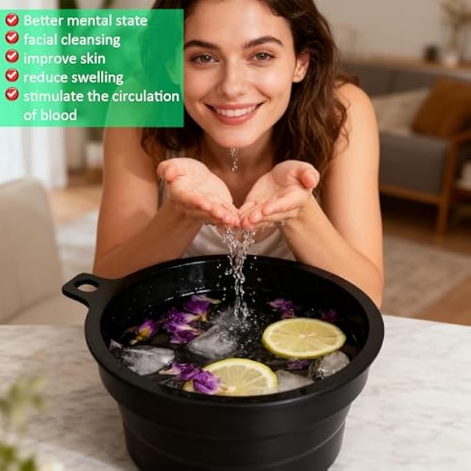 STRBOXONG FACE BOWL FOR ICE WITH BUILT-IN ICETRAY, PORTABLE FOLDING SILICONE ICE BOWL FOR FACE, 2110CM, COLLAPSIBLE, FACIAL PLUNGE BEAUTY CARE SKIN, SUITABLE FOR HOME, TRAVEL, CAMPING - Image 3